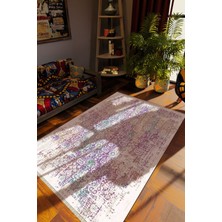 Klasik Karışık Renkli Dijital Baskı Halı Kaydırmaz Ince Yıkanabilir