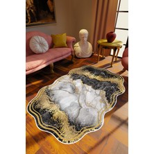Salon Halısı Klasik Modern Altın Siyah Beyaz Kahve Kaydırmaz Yıkanabilir Ince Halı Tüysüz Kilim