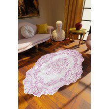10 Post Online Salon Halısı Klasik Modern Pembe Kaydırmaz Kesme Yıkanabilir Ince Halı Tüysüz Kilim