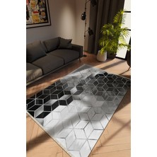 Modern Gri Dijital Baskı Halı Kaydırmaz Ince Yıkanabilir