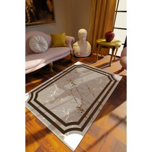 Klasik Vizon Dijital Baskı Halı Kaydırmaz Ince Yıkanabilir