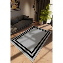 Modern Gri Dijital Baskı Halı Kaydırmaz Ince Yıkanabilir