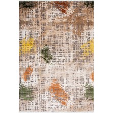 Salon Halısı Pastel Eskitme Bej Kaydırmaz Kesme Yıkanabilir Ince Halı Tüysüz Kilim