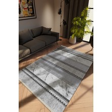 Modern Gri Dijital Baskı Halı Kaydırmaz Ince Yıkanabilir
