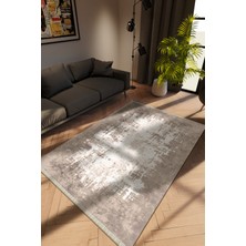 Modern Eskitme Gri Dijital Baskı Halı Kaydırmaz Ince Yıkanabilir