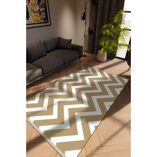 Modern Krem Dijital Baskı Halı Kaydırmaz Ince Yıkanabilir
