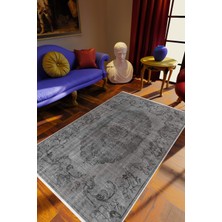 Salon Halısı Salon Halısı Eskitme Gri Kaydırmaz Kesme Yıkanabilir Ince Halı Tüysüz Kilim