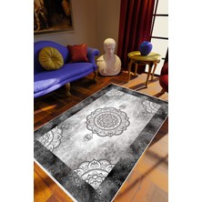 10 Post Online Klasik Gümüş Siyah Gri Kaydırmaz Kesme Yıkanabilir Ince Halı