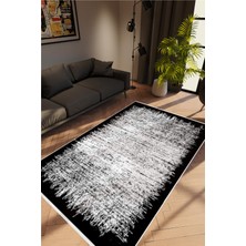 Doku Eskitme Siyah Kaydırmaz Kesme Yıkanabilir Ince Halı