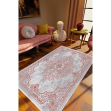 Klasik Gümüş Gri Bordo Kaydırmaz Kesme Yıkanabilir Ince Halı