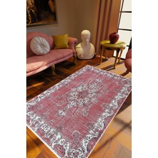 Klasik Eskitme Bordo Kaydırmaz Kesme Yıkanabilir Ince Halı