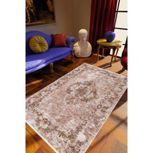 Klasik Kahverengi Kaydırmaz Kesme Yıkanabilir Ince Halı