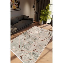 10 Post Online Modern Geometrik Metalik Gri Altın Kaydırmaz Kesme Yıkanabilir Ince Halı