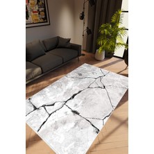 Taş Mermer Modern Gri Kaydırmaz Kesme Yıkanabilir Ince Halı