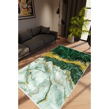 Taş Mermer Modern Gold Yeşil Gri Altın Kaydırmaz Kesme Yıkanabilir Ince Halı