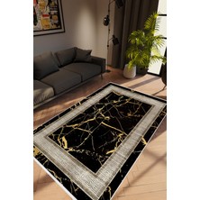 10 Post Online Taş Mermer Modern Gold Siyah Altın Kahverengi Kaydırmaz Kesme Yıkanabilir Ince Halı