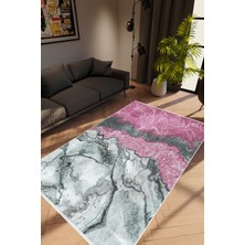 Taş Mermer Modern Gümüş Pembe Mor Gri Kaydırmaz Kesme Yıkanabilir Ince Halı