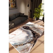 Taş Mermer Modern Gri Beyaz Siyah Altın Kaydırmaz Kesme Yıkanabilir Ince Halı