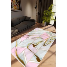 Taş Mermer Modern Mor Mavi Pembe Metalik Kaydırmaz Kesme Yıkanabilir Ince Halı