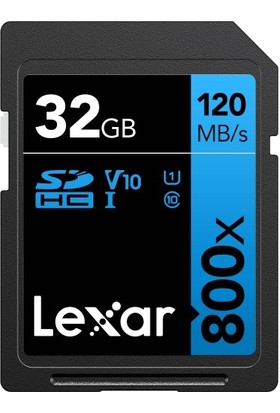 Lexar 32GB High-Performance 800X Uhs-I Sdhc Memory Card (Blue Series)