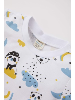 DeFacto Erkek Bebek Regular Fit Panda Baskılı Yeni Doğan Kısa Kollu Şort Pijama Takım X8401A222SM