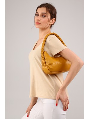 Morpelikan Sarı Kadın El Çarpraz Kadın Omuz Çantası