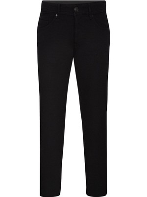 Süvari PN2020500484 Normal Bel Slim Fit Armürlü Siyah Erkek Pantolon