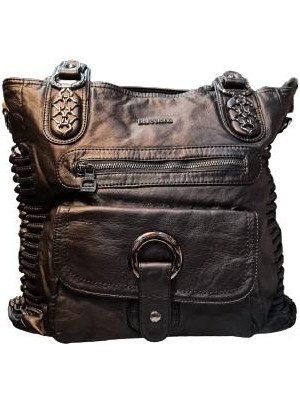 Barcelona Yıkama Deri Bayan Omuz ve Sırt Çantası