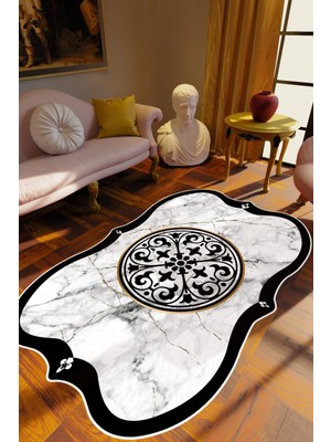 Salon Halısı Klasik Modern Beyaz Kaydırmaz Kesme Yıkanabilir Ince Halı Tüysüz Kilim