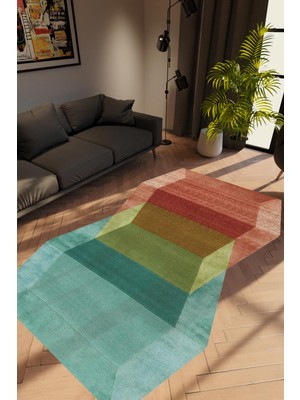 Salon Halısı Renkli Modern Kırmızı Kaydırmaz Kesme Yıkanabilir Ince Halı Tüysüz Kilim