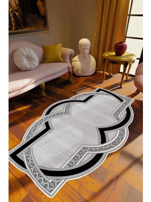 Salon Halısı Klasik Modern Gri Kaydırmaz Kesme Yıkanabilir Ince Halı Tüysüz Kilim