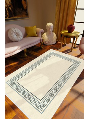 10 Post Online Salon Halısı Klasik Bej Ekru Kaydırmaz Kesme Yıkanabilir Ince Halı Tüysüz Kilim