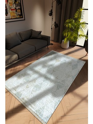 Modern Gri Dijital Baskı Halı Kaydırmaz Ince Yıkanabilir