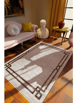 Klasik Eskitme Gri Dijital Baskı Halı Kaydırmaz Ince Yıkanabilir