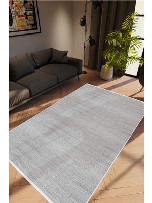 Salon Halısı Modern Eskitme Gri Kaydırmaz Kesme Yıkanabilir Ince Halı Tüysüz Kilim