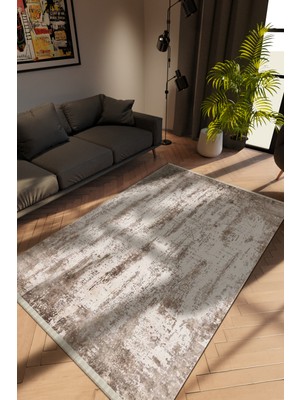 Modern Eskitme Vizon Dijital Baskı Halı Kaydırmaz Ince Yıkanabilir