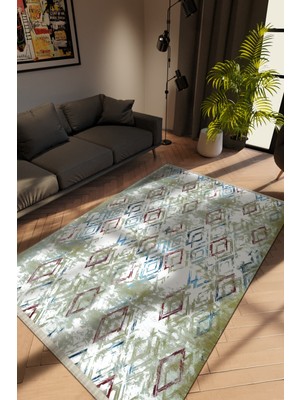 Modern Karışık Renkli Dijital Baskı Halı Kaydırmaz Ince Yıkanabilir