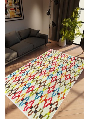 10 Post Online Salon Halısı Modern Retro Gri Kaydırmaz Kesme Yıkanabilir Ince Halı Tüysüz Kilim