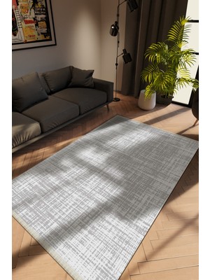 Modern Eskitme Gri Dijital Baskı Halı Kaydırmaz Ince Yıkanabilir