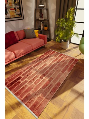 Modern Kahverengi Dijital Baskı Halı Kaydırmaz Ince Yıkanabilir