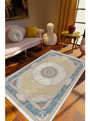 Salon Halısı Salon Halısı Eskitme Mavi Kaydırmaz Kesme Yıkanabilir Ince Halı Tüysüz Kilim