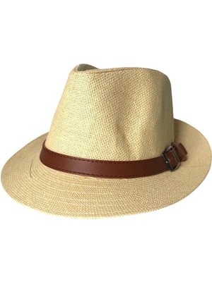 Salar Ticaret Krem Yazlık Kovboy Şapka Paper Kumaş Fötr Şapka