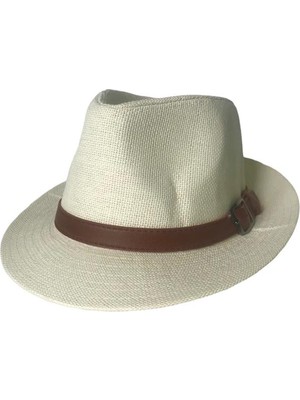 Salar Ticaret Krem Yazlık Kovboy Şapka Paper Kumaş Fötr Şapka