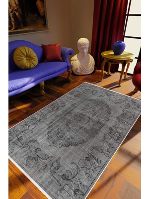 Salon Halısı Salon Halısı Eskitme Gri Kaydırmaz Kesme Yıkanabilir Ince Halı Tüysüz Kilim
