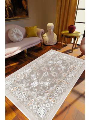 Klasik Gri Beyaz Kahve Kaydırmaz Kesme Yıkanabilir Ince Halı