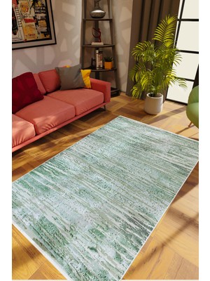 Doku Eskitme Yeşil Kaydırmaz Kesme Yıkanabilir Ince Halı