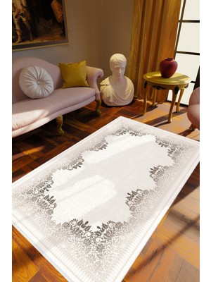 Klasik Gri Beyaz Kahverengi Kaydırmaz Kesme Yıkanabilir Ince Halı