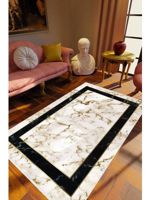 Eskitme Modern Çerçeve Desenli Mermer Bej Beyaz Kahverengi Siyah Kaydırmaz Kesme Yıkanabilir Ince Ha