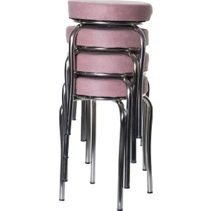 Ekip Metal Tabure Kumaş 4 Adet Pembe