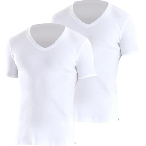 Erkek Tender Cotton 2'li V yaka Beyaz T-Shirt 9671 Blackspade